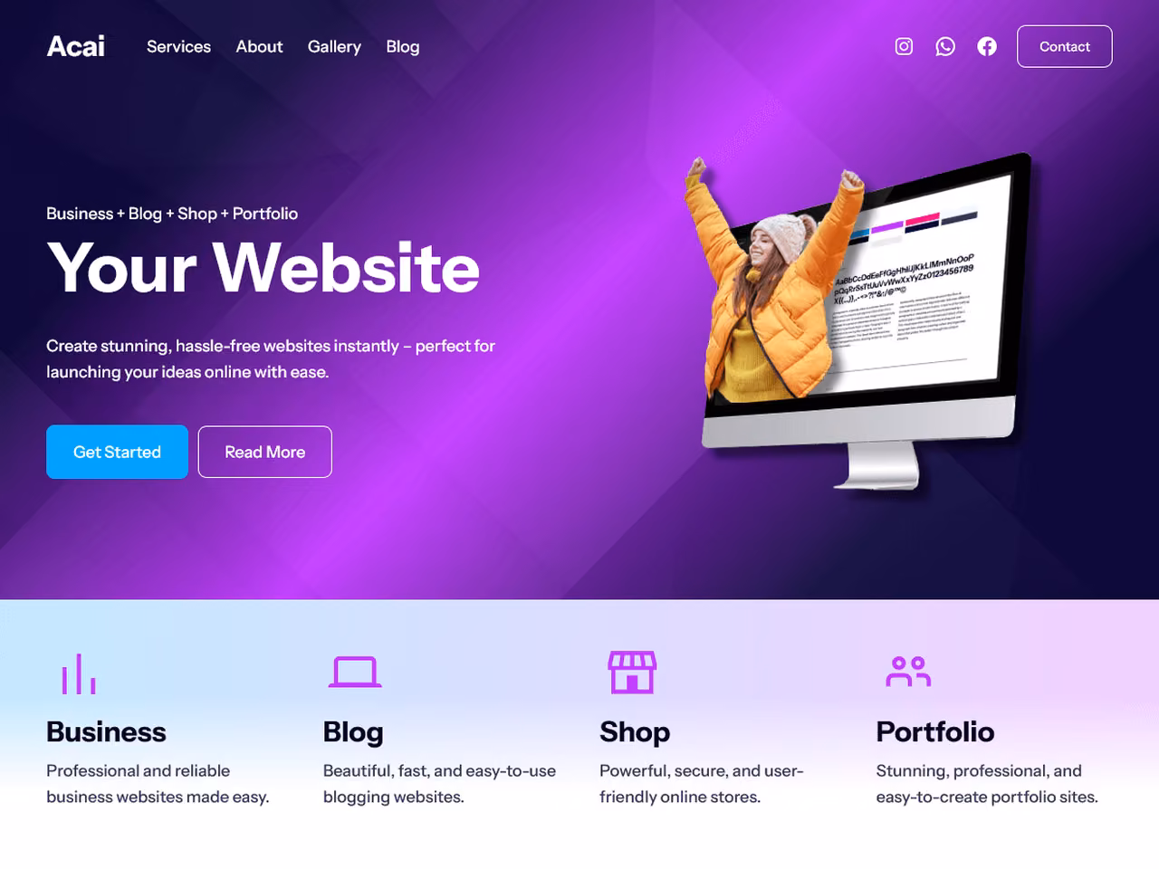 Acai home page, WordPress original