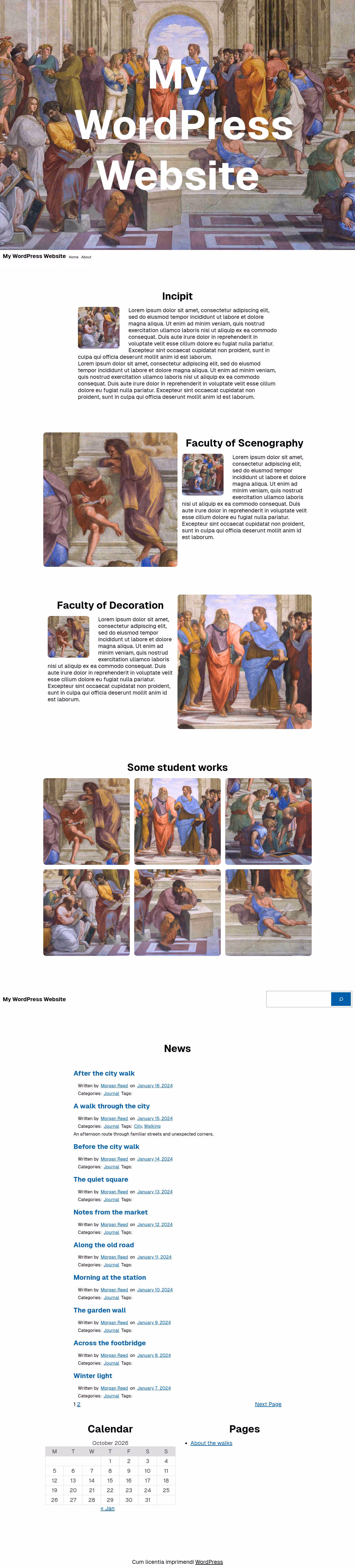 Accademia home page, WordPress original