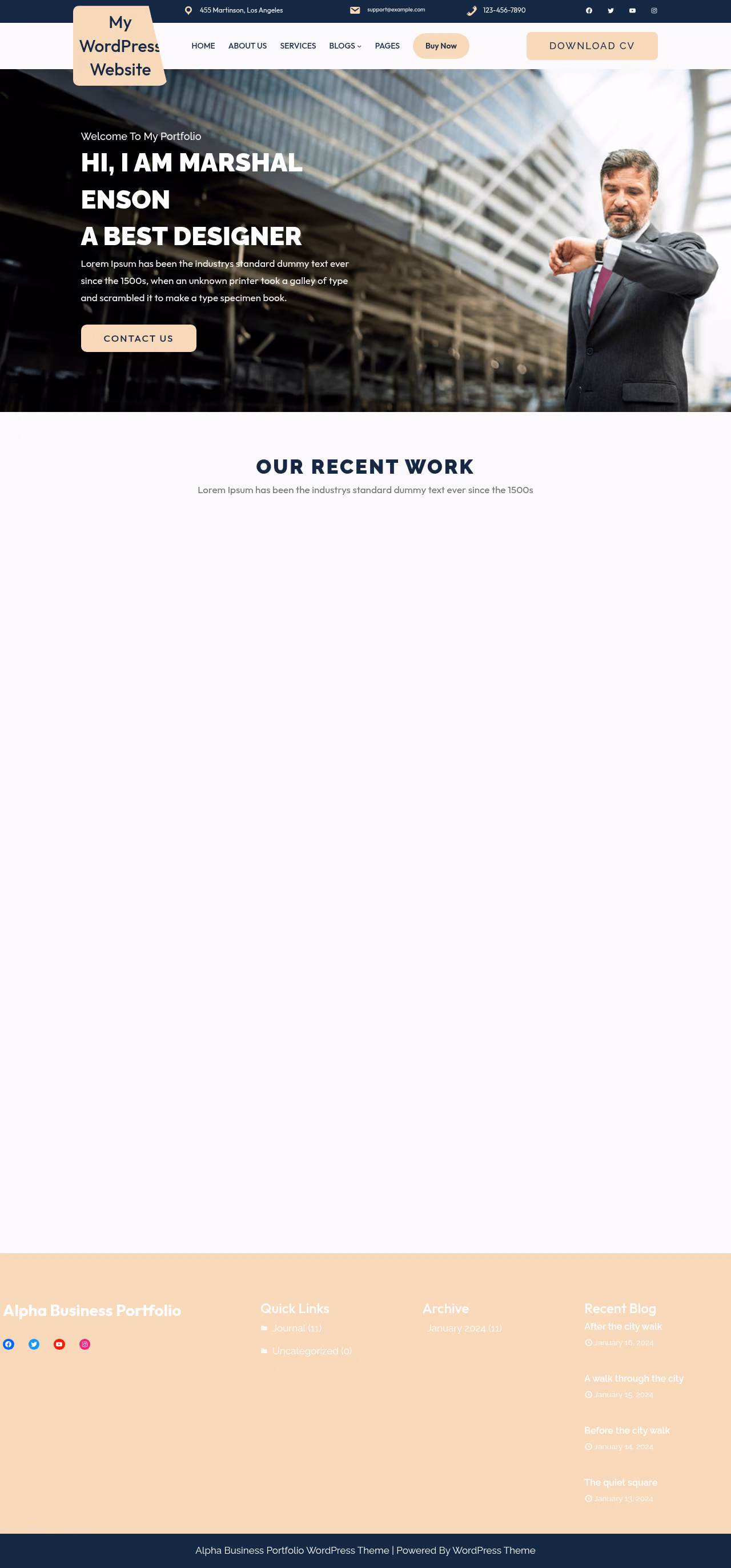 Alpha Business Portfolio home page, WordPress original