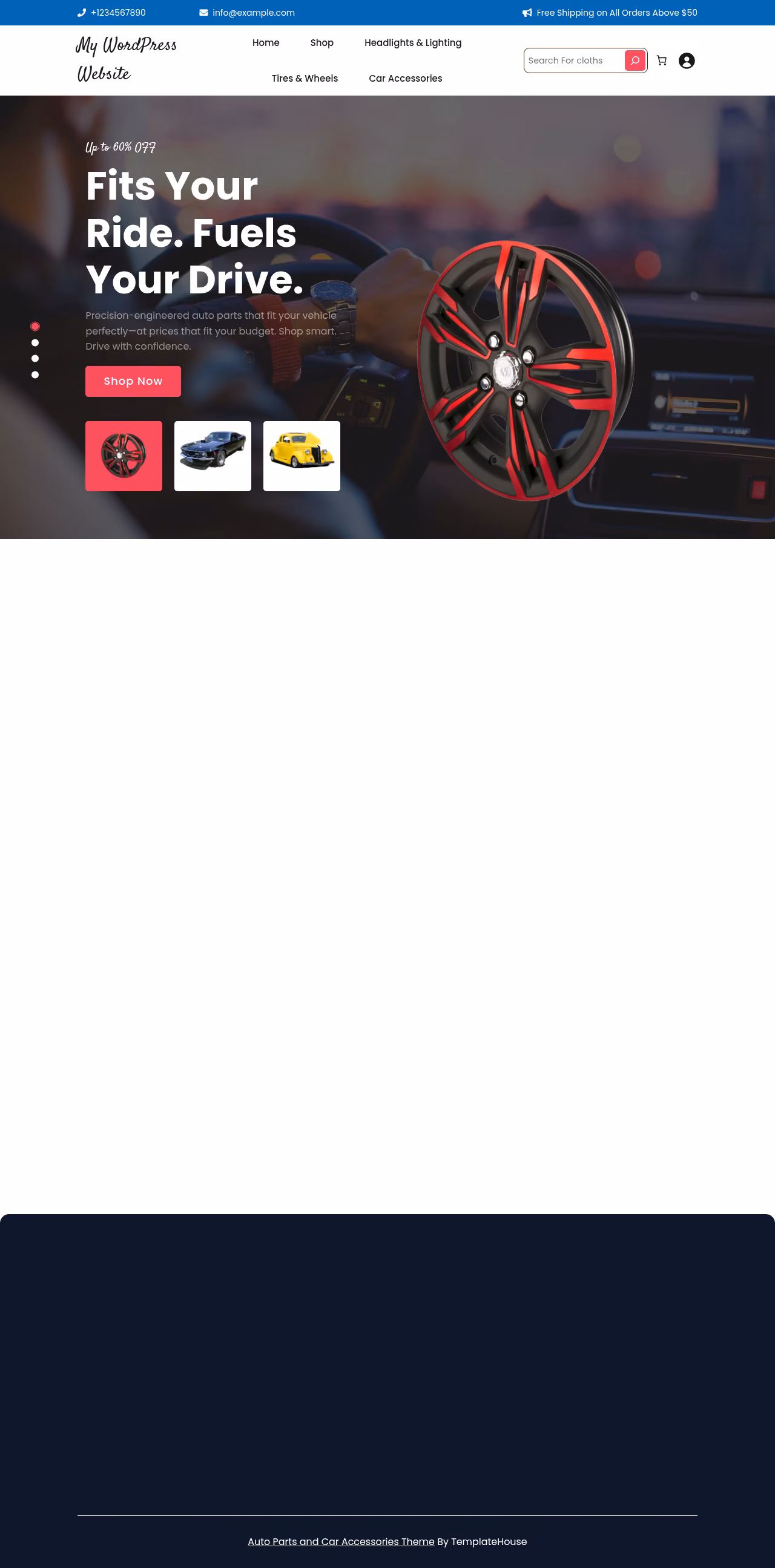 Auto Parts and Car Accessories home page, WordPress original