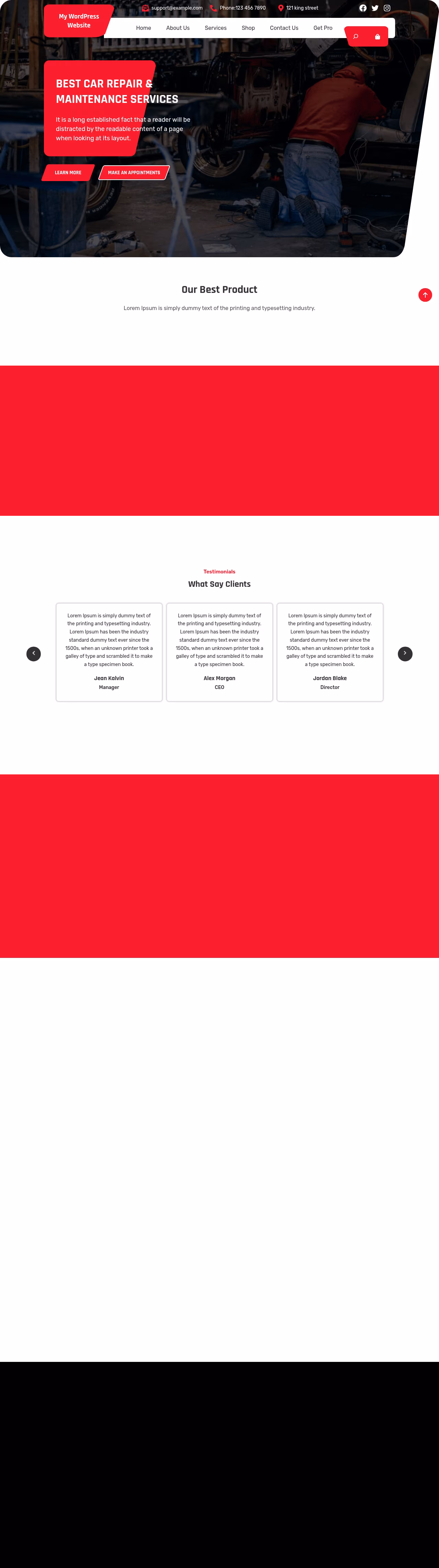Auto Repair Center home page, WordPress original