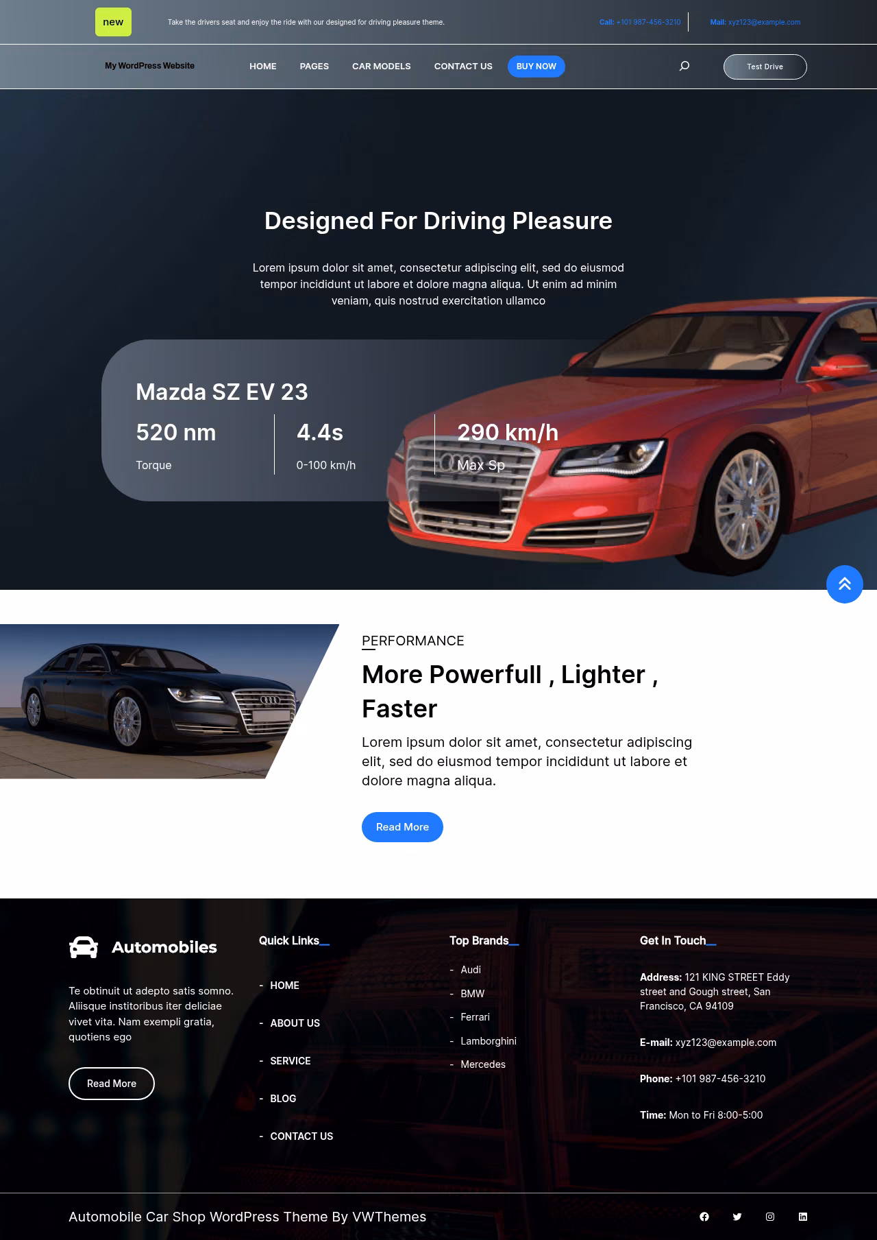 Automobile Car Shop home page, WordPress original