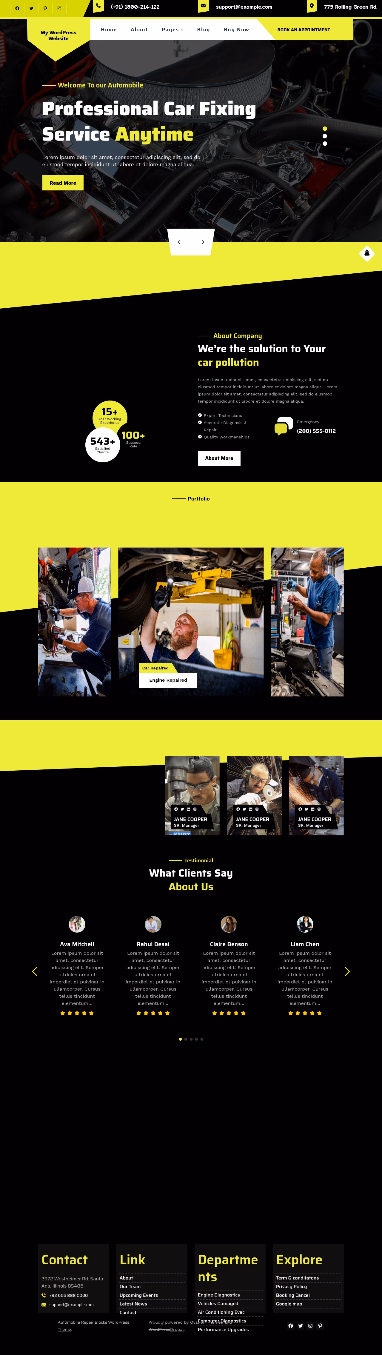 Automobile Repair Blocks home page, Drupal conversion by WordPal