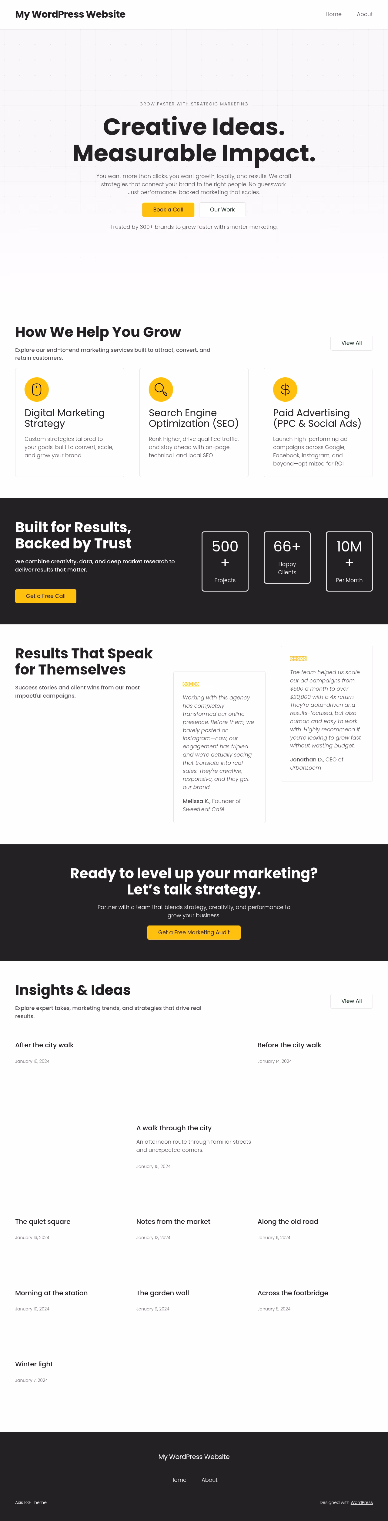 Axis FSE home page, WordPress original