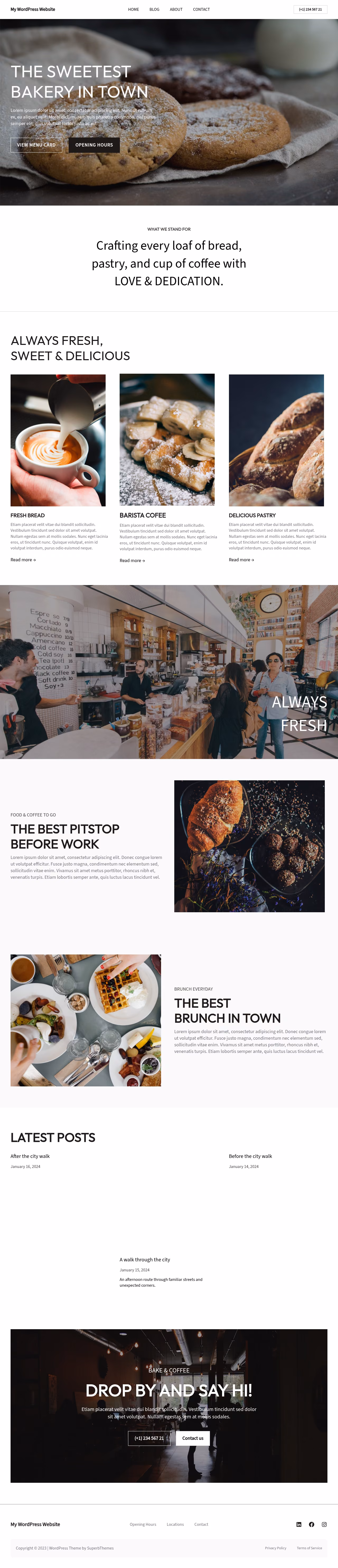 Bakery and Pastry home page, WordPress original