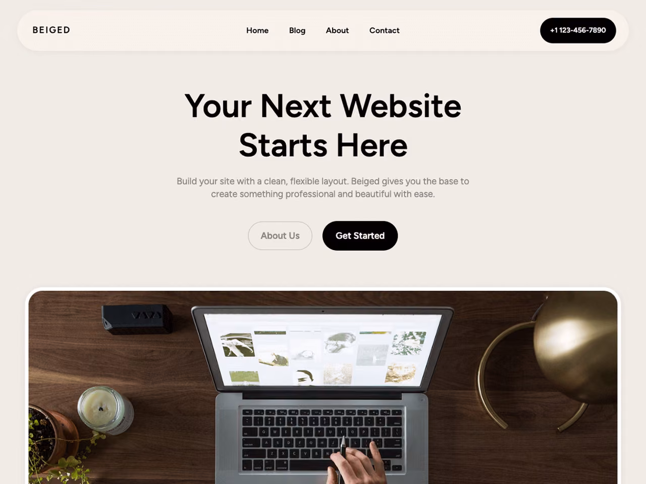 Beiged home page, WordPress original