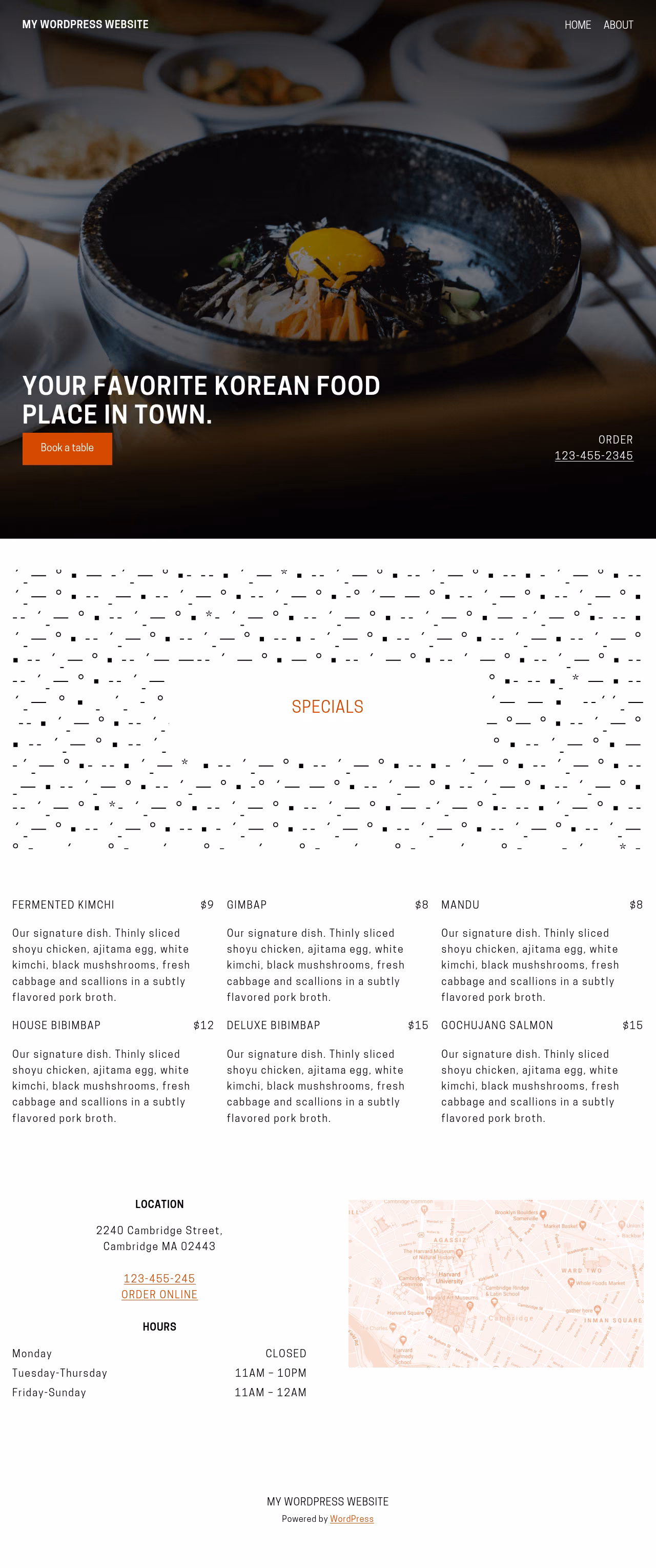 Bibimbap home page, WordPress original