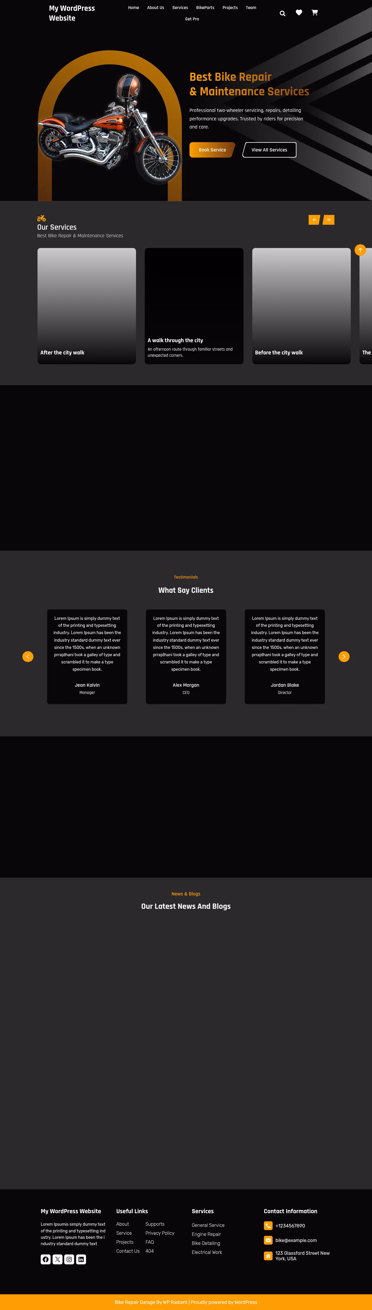 Bike Repair Garage home page, WordPress original