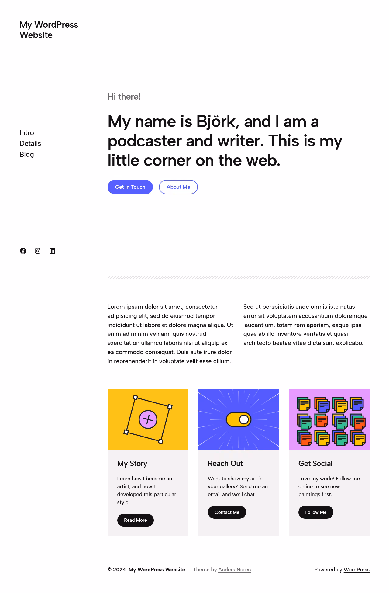 Björk home page, WordPress original