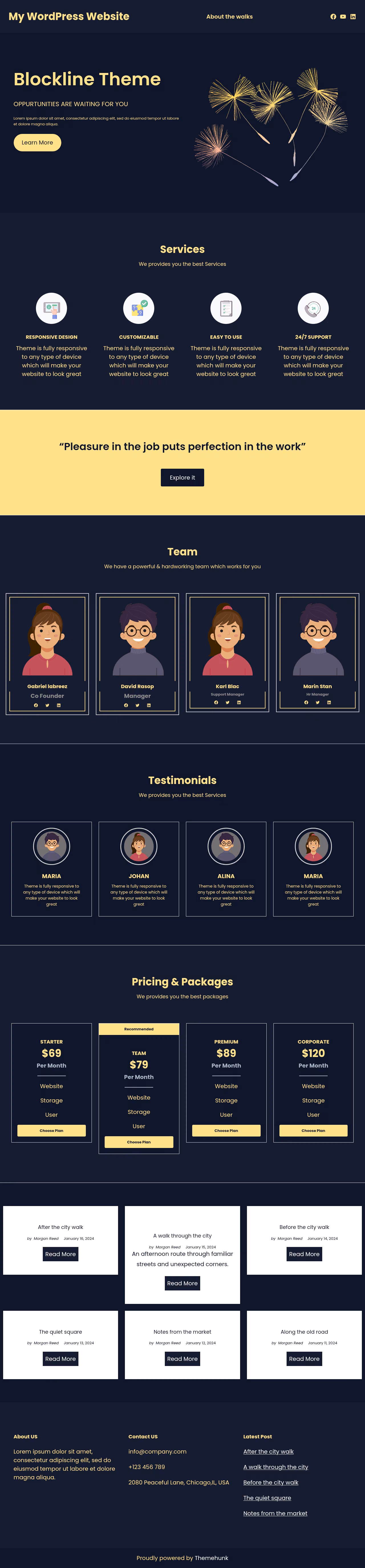 Blockline home page, WordPress original
