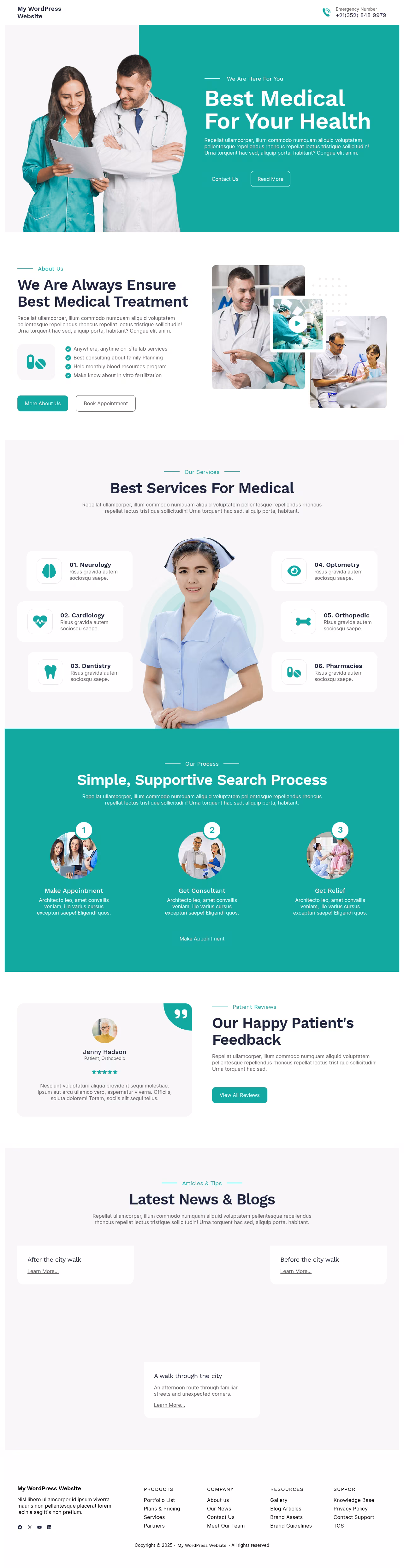 Blockskit Health Care home page, WordPress original