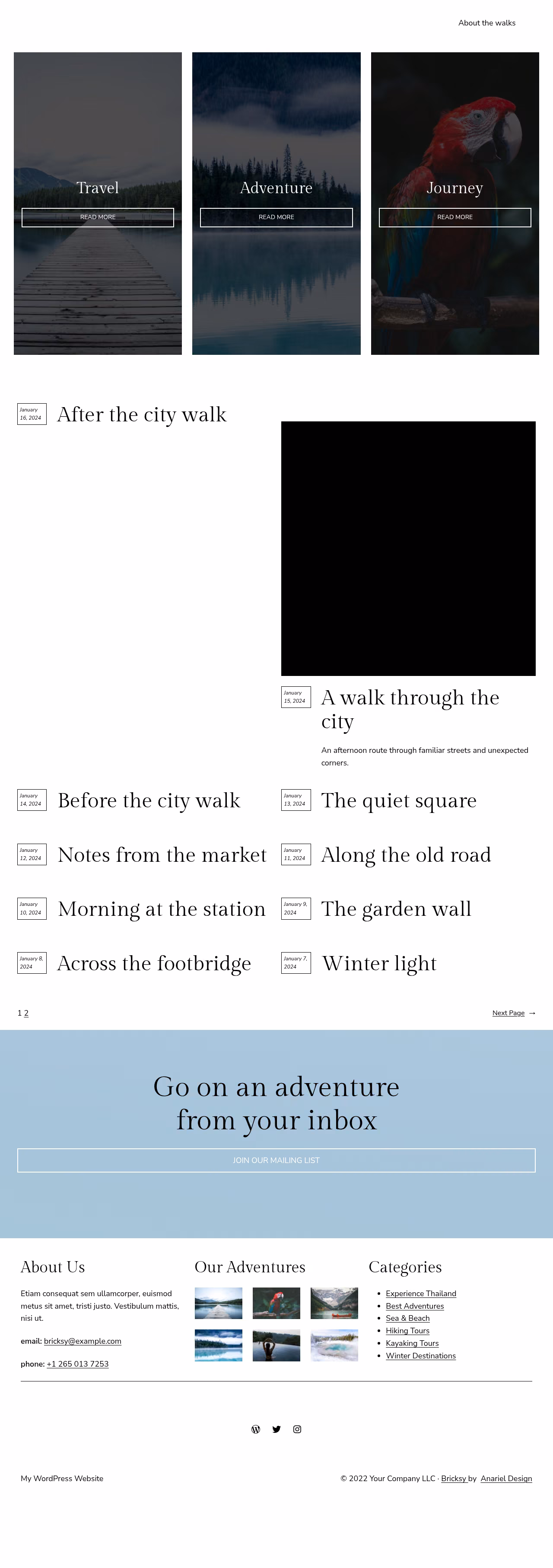 Bricksy home page, WordPress original