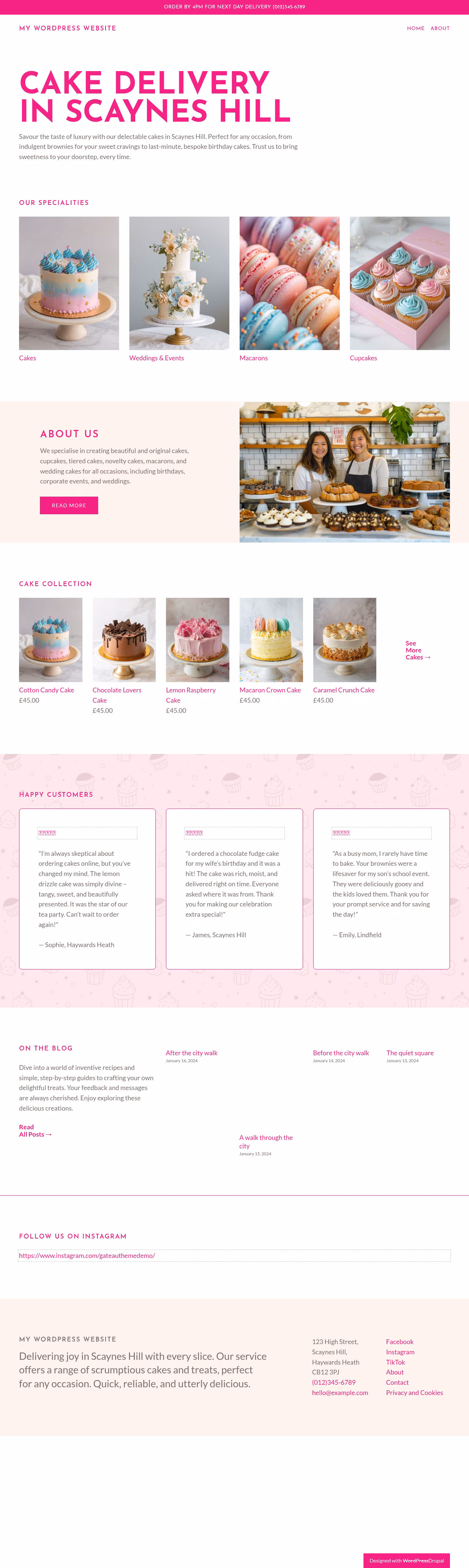 Cakely home page, Drupal conversion by WordPal