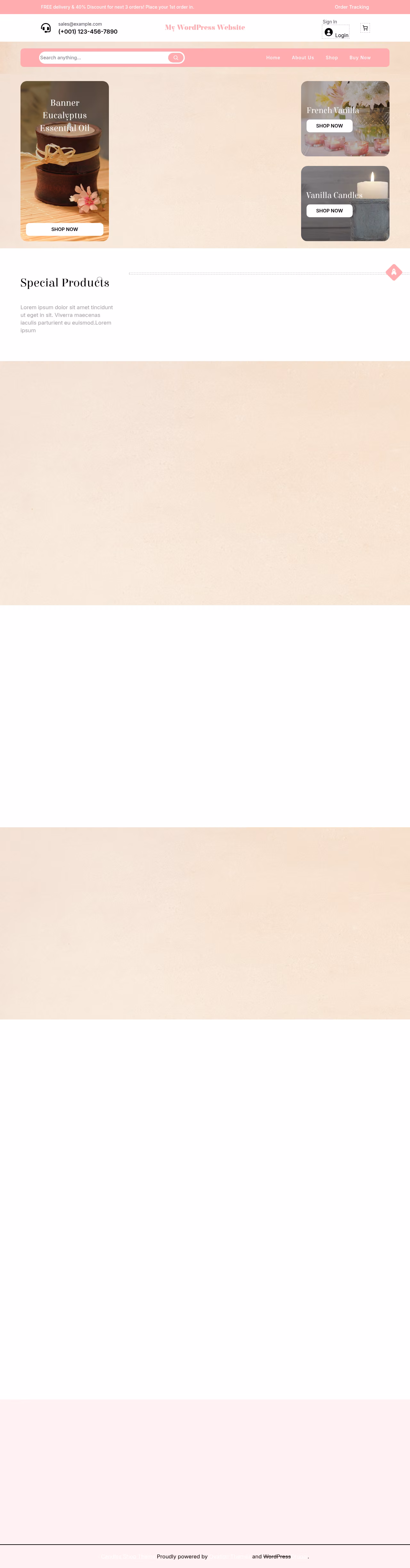 Candles Shop home page, Drupal conversion by WordPal