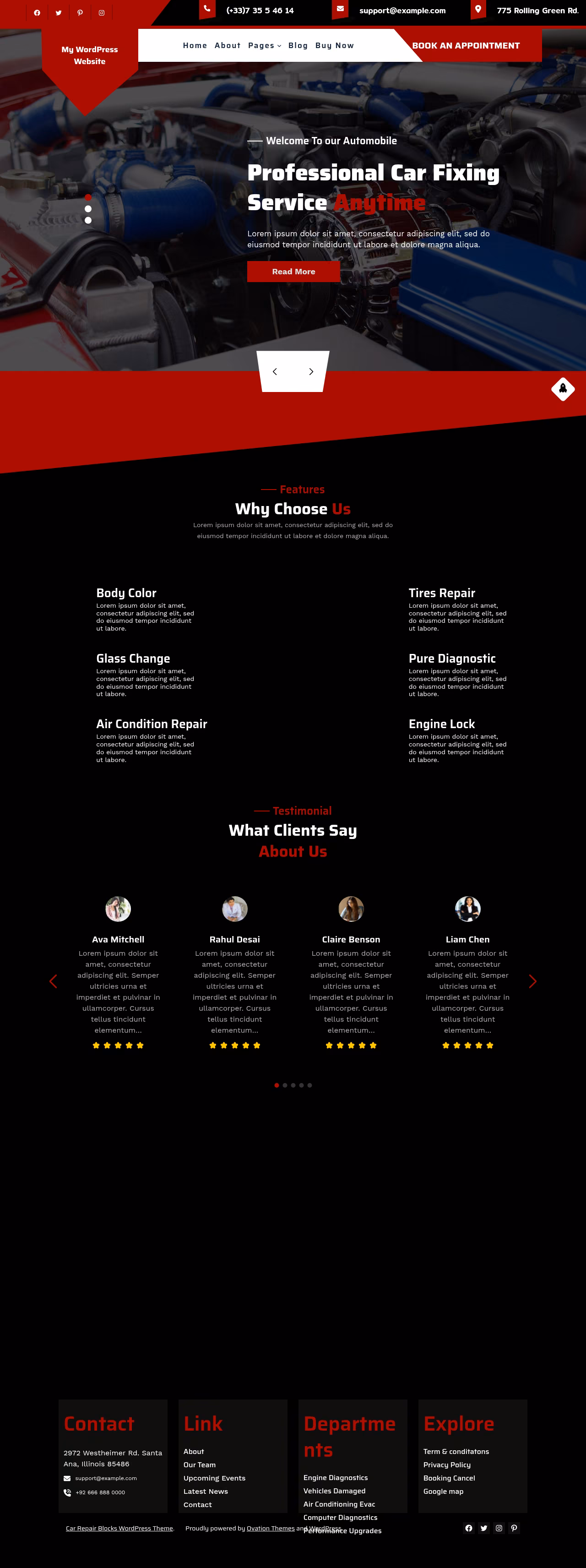 Car Repair Blocks home page, WordPress original