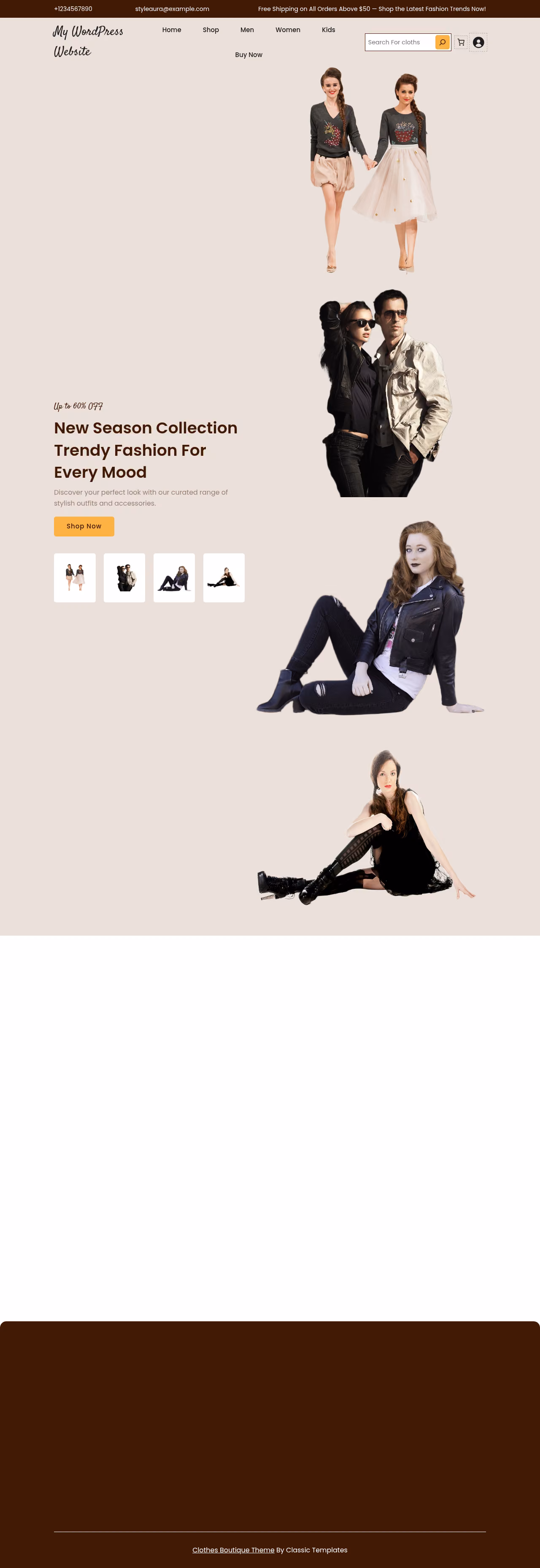 Clothes Boutique home page, Drupal conversion by WordPal
