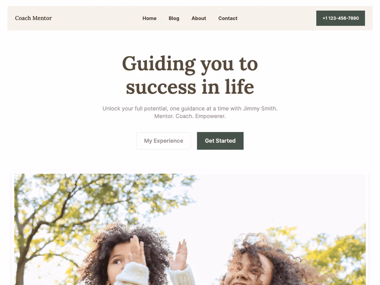 Coach Mentor home page, WordPress original