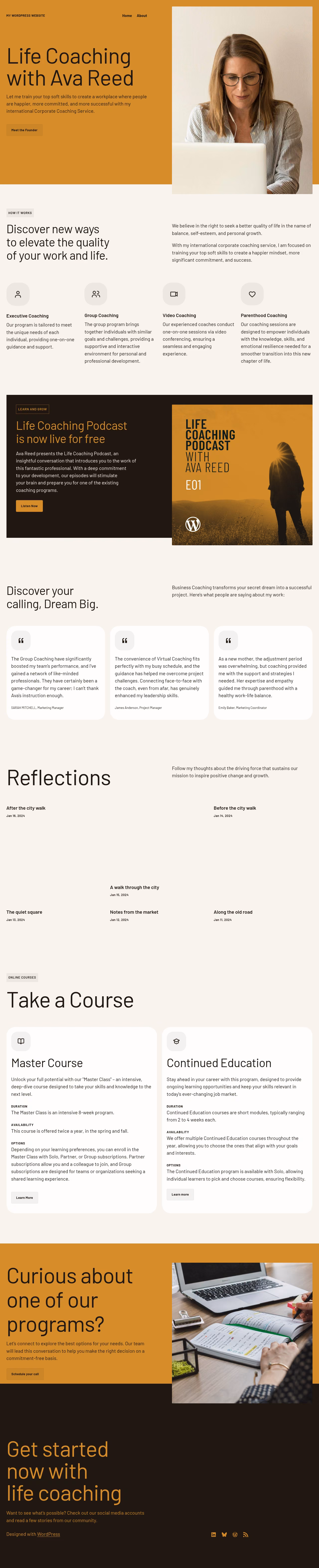 CoachAva home page, WordPress original