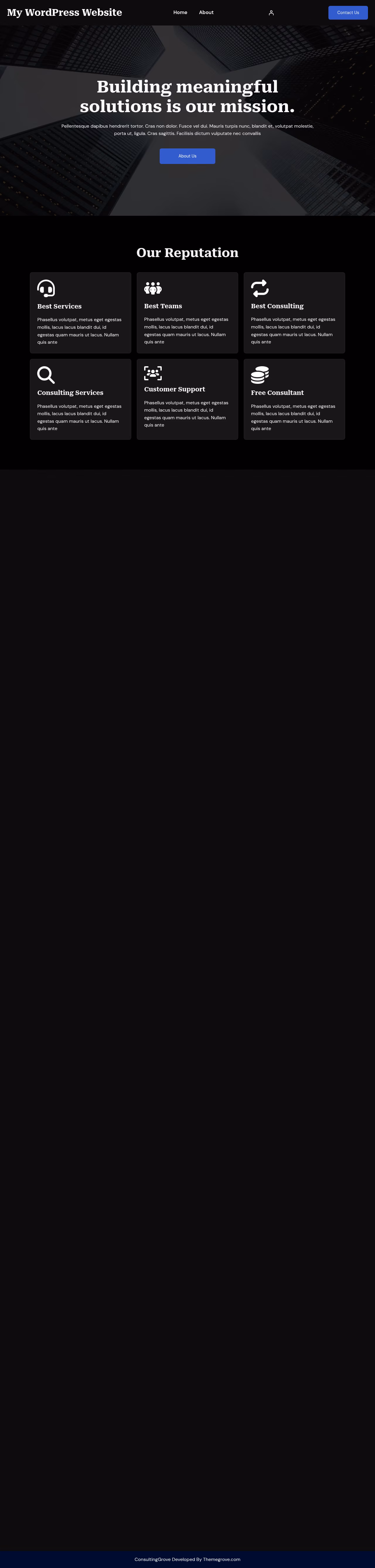 ConsultingGrove Dark home page, WordPress original