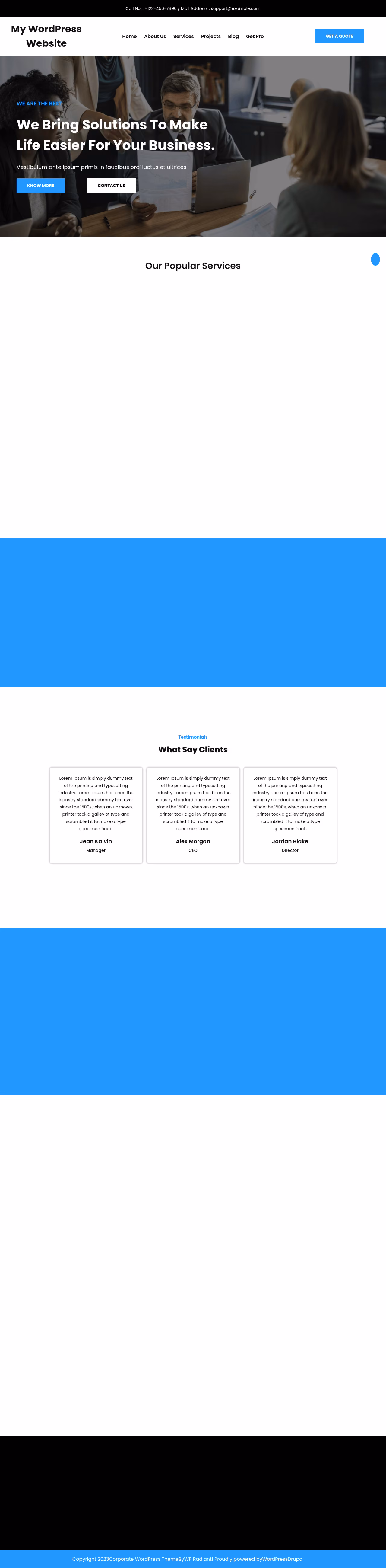 Corporate Blocks home page, Drupal conversion by WordPal