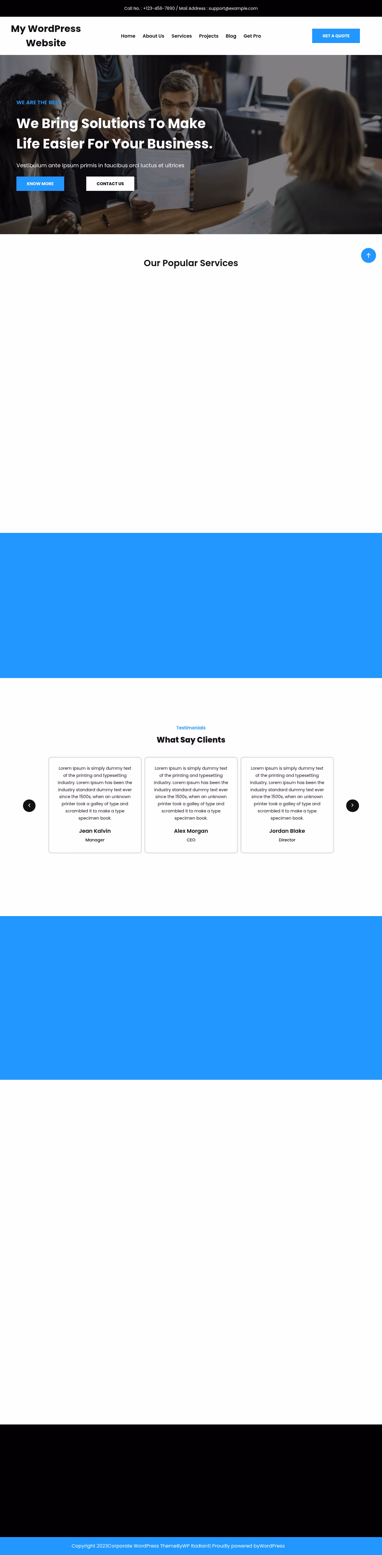 Corporate Blocks home page, WordPress original