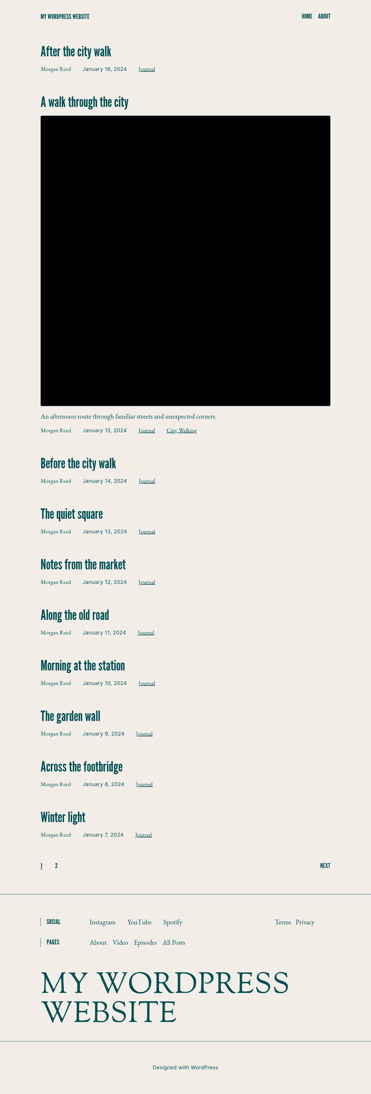Course home page, WordPress original