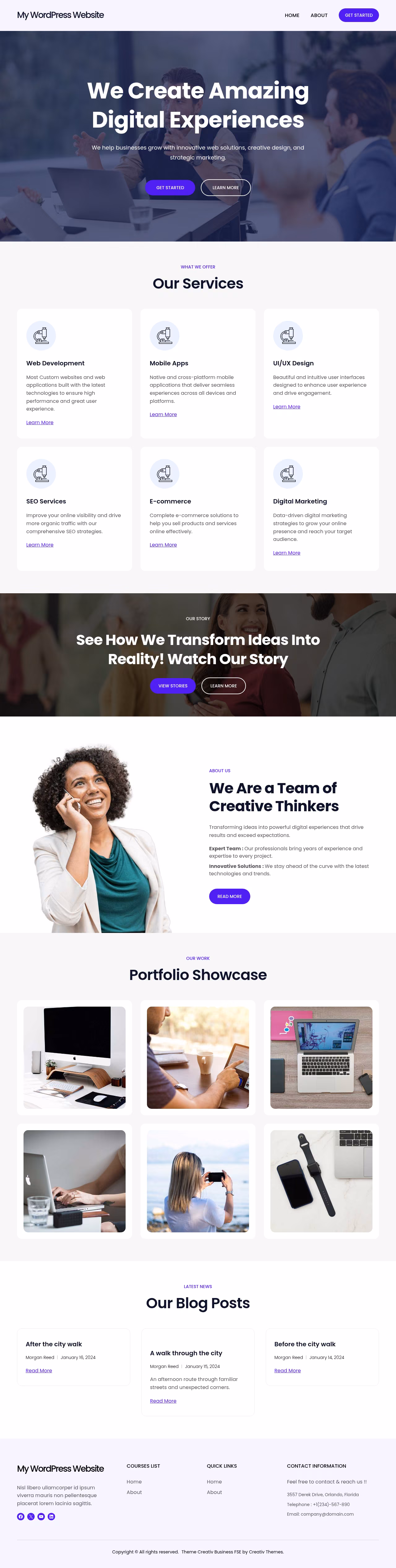 Creativ Business FSE home page, Drupal conversion by WordPal