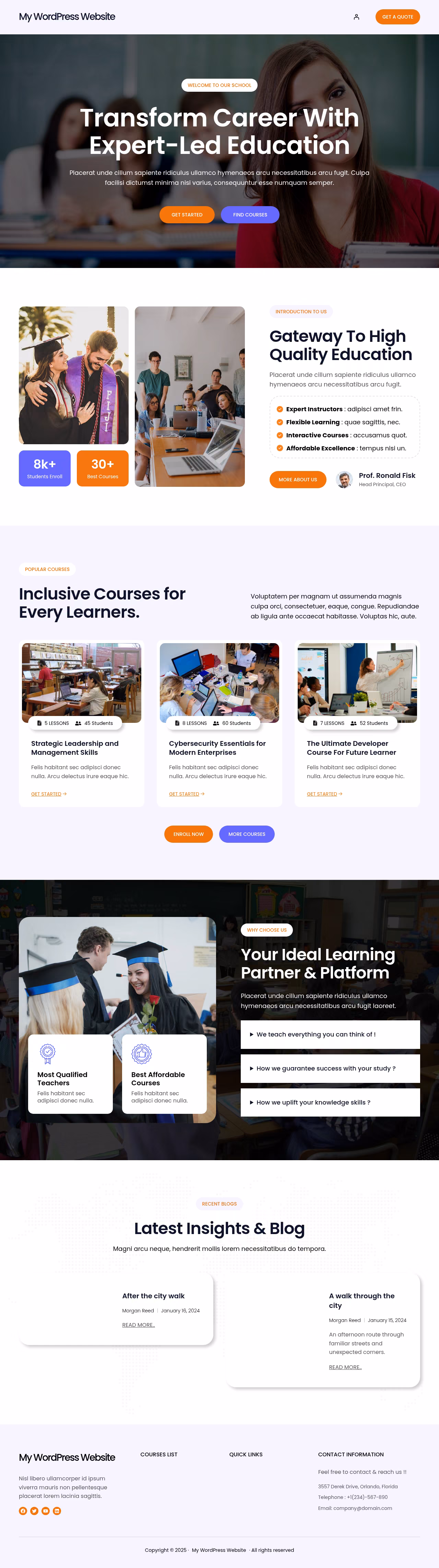 Creativ Education FSE home page, WordPress original