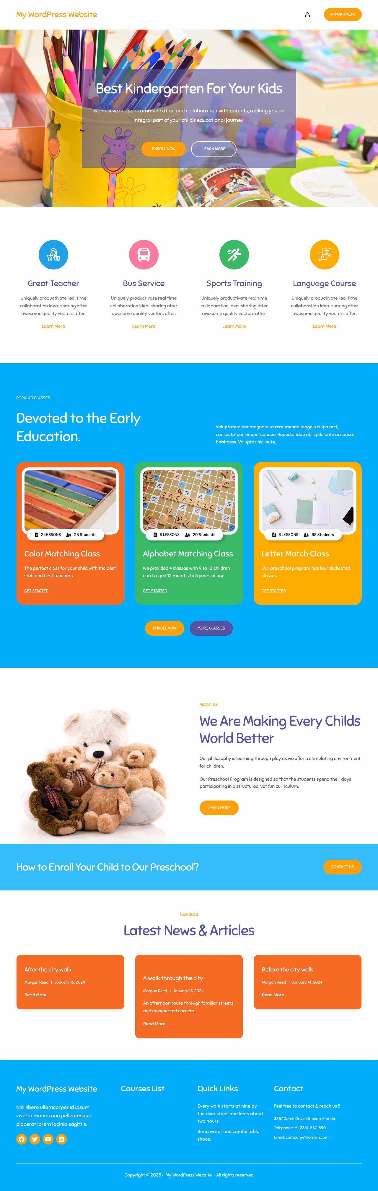 Creativ Preschool FSE home page, WordPress original