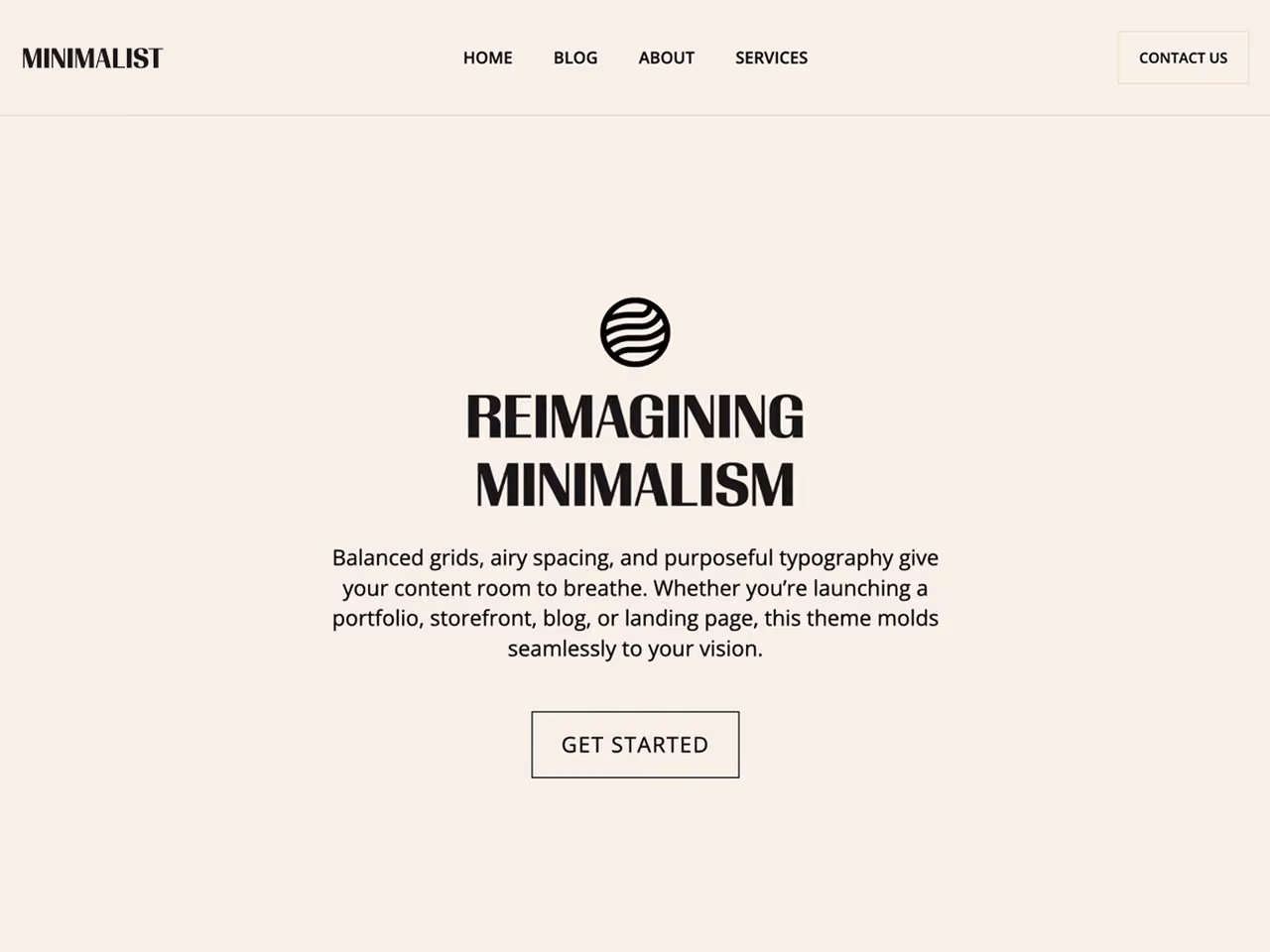 Creative Minimalist home page, WordPress original