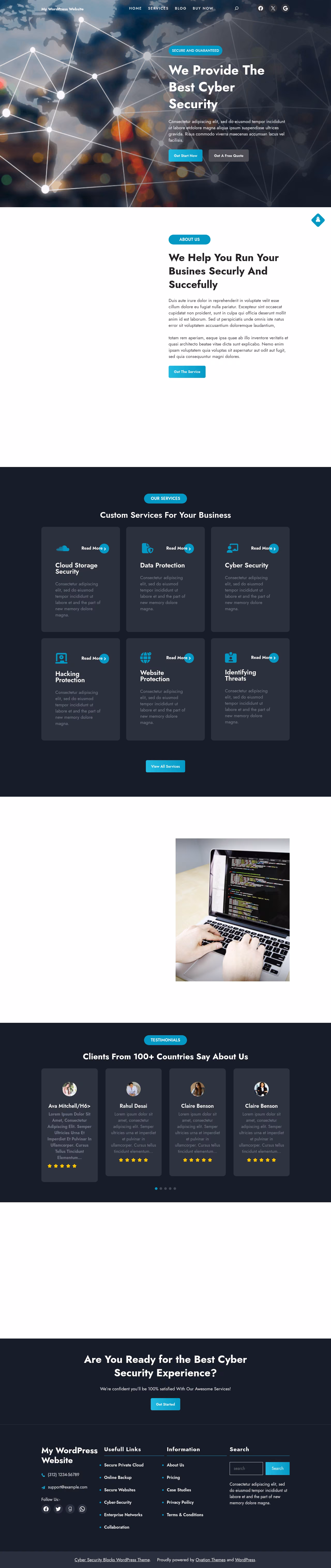 Cyber Security Blocks home page, WordPress original