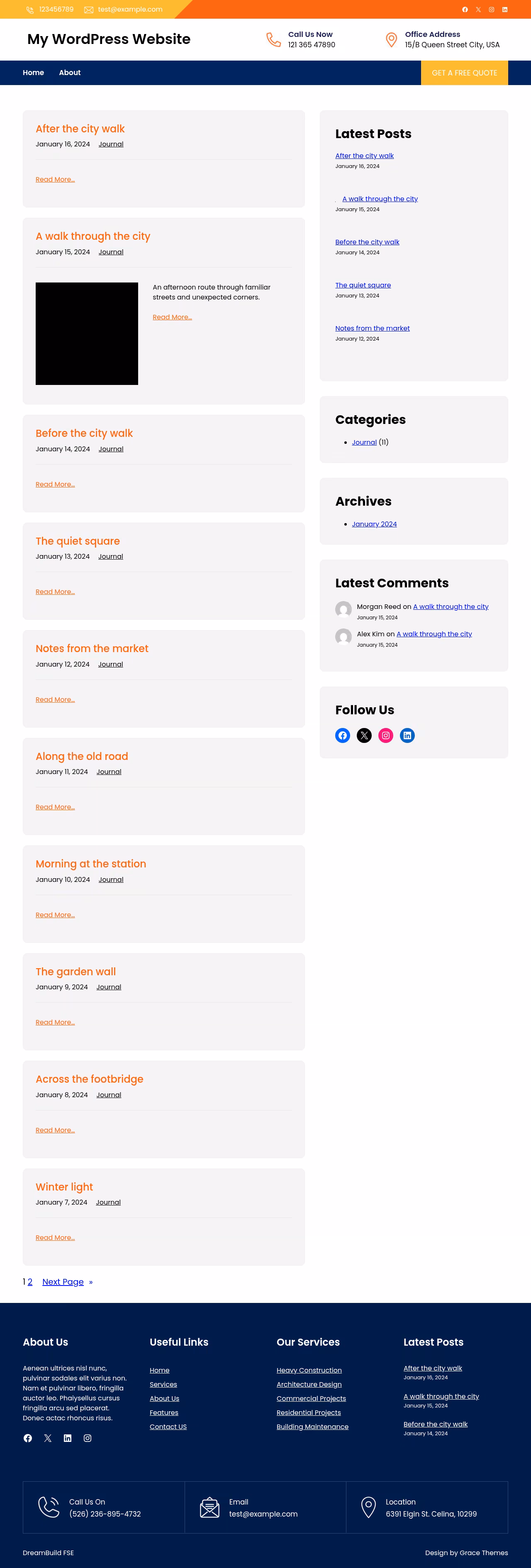 DreamBuild FSE home page, WordPress original