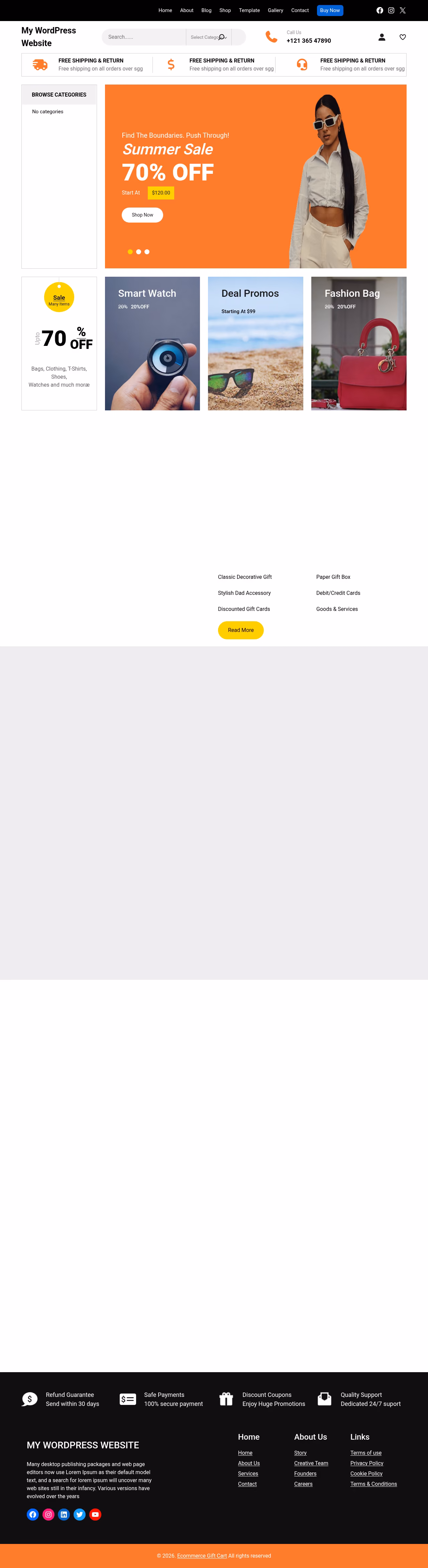 Ecommerce Gift Cart home page, WordPress original