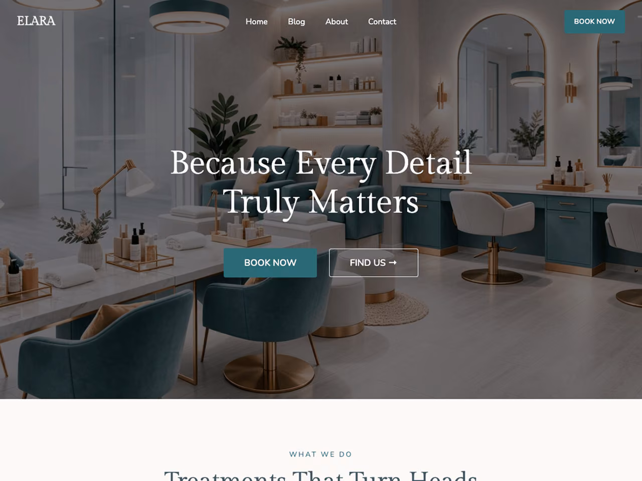 Elara Nails And Beauty home page, WordPress original