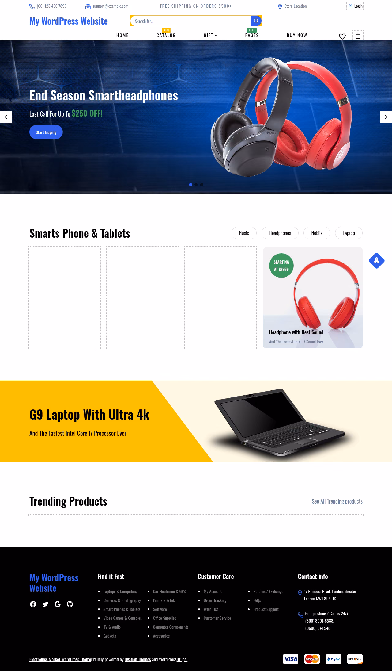 Electronics Market home page, Drupal conversion by WordPal