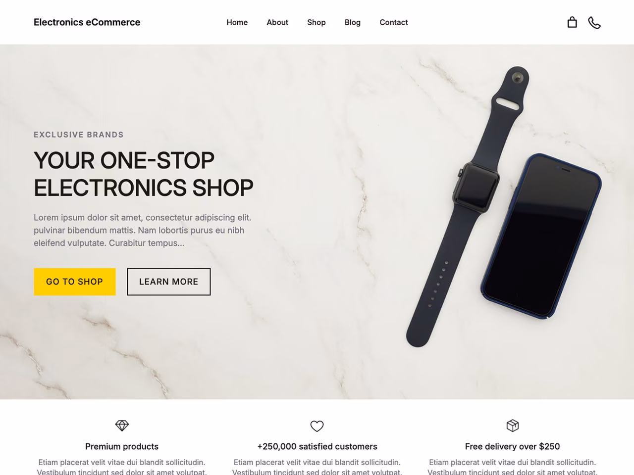 Electronics Store eCommerce home page, WordPress original