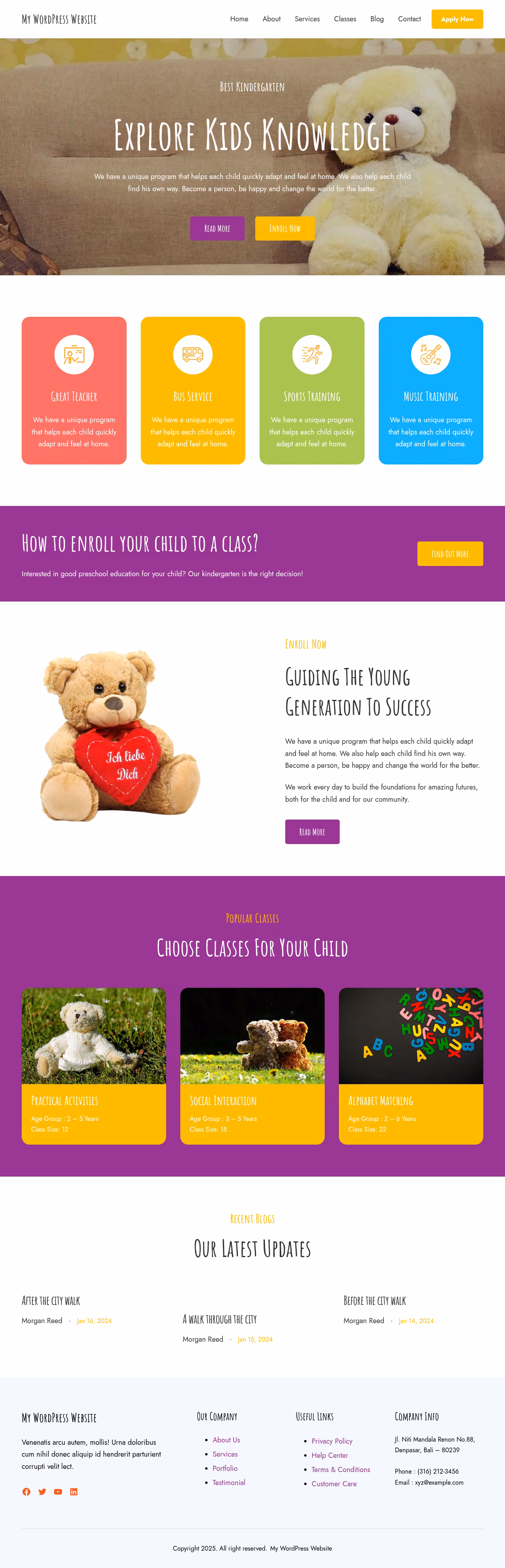 Emerge Preschool home page, WordPress original