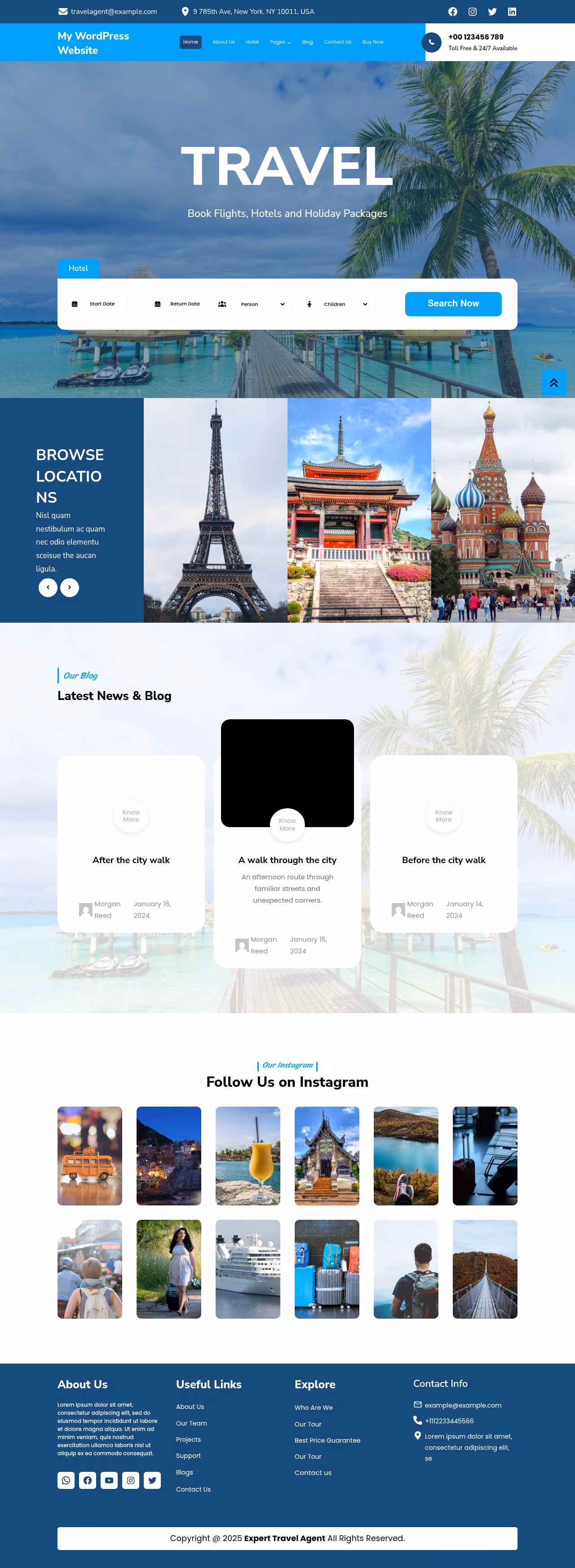 Expert Travel Agent home page, WordPress original