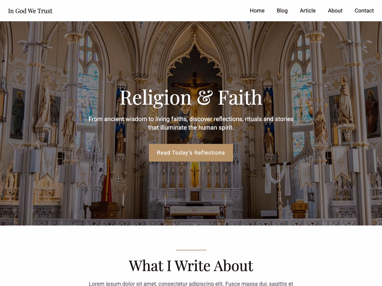 Faith and Religion home page, WordPress original