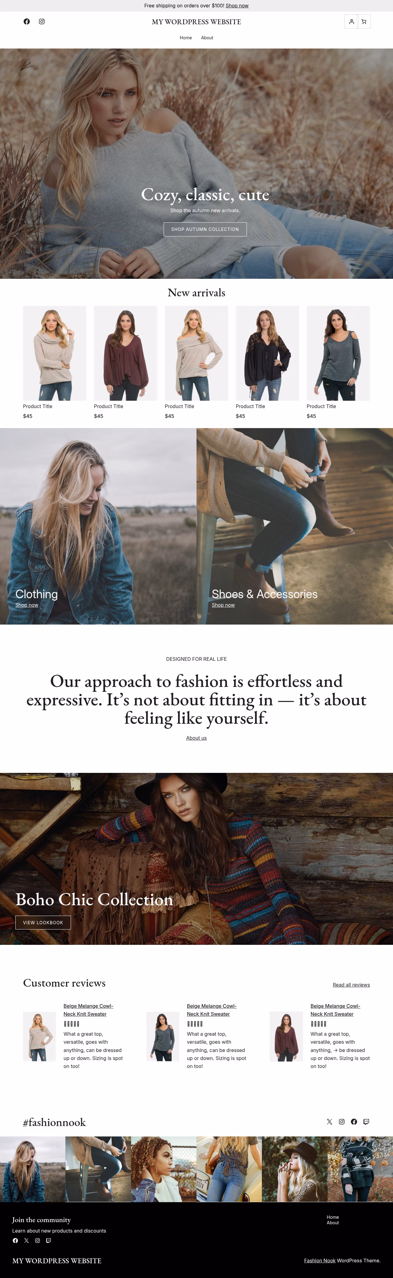 Fashion Nook home page, Drupal conversion by WordPal