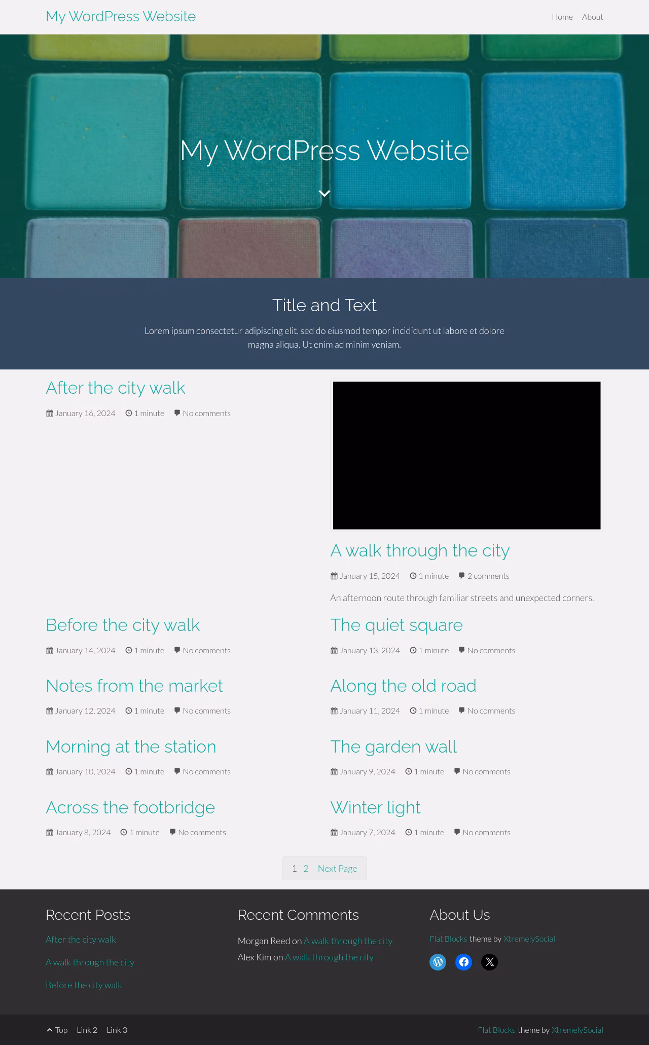 Flat Blocks home page, WordPress original
