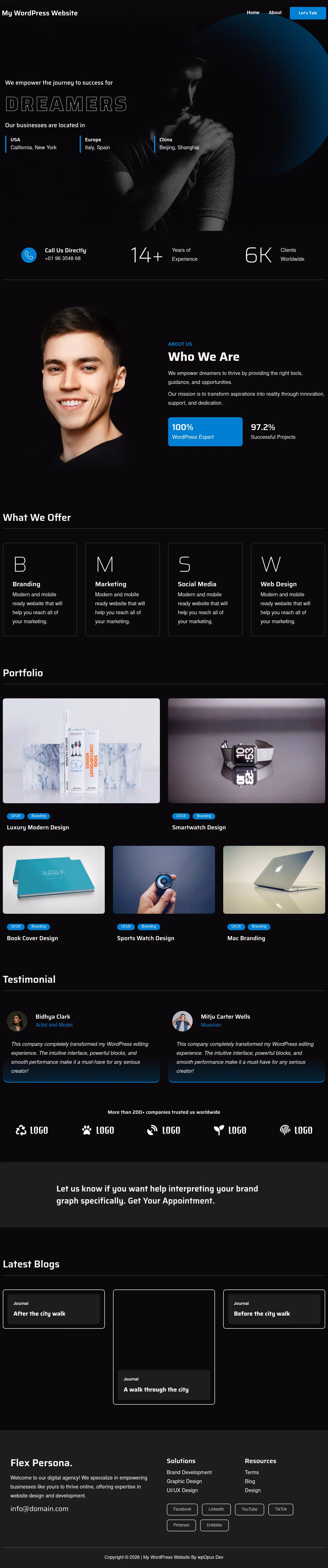 Flex Persona home page, Drupal conversion by WordPal