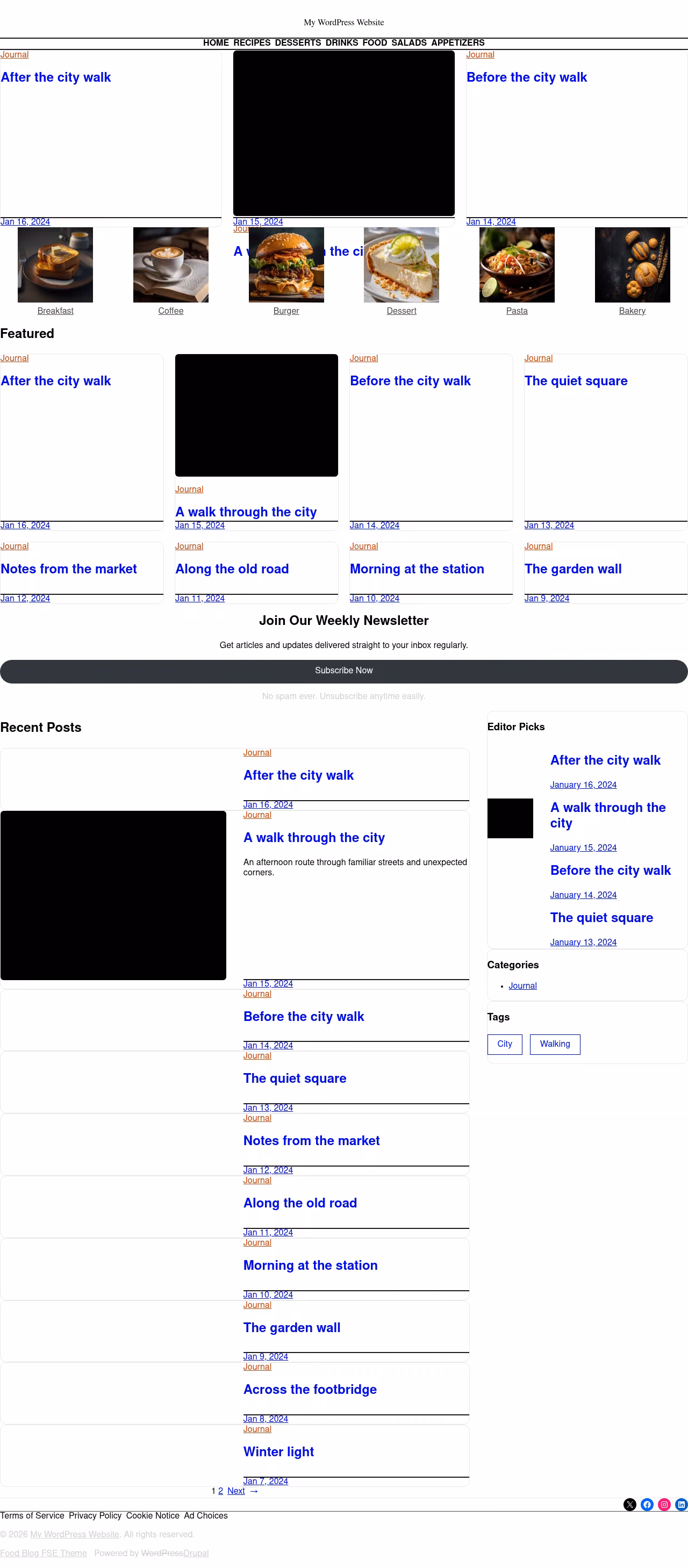 Food Blog FSE home page, Drupal conversion by WordPal
