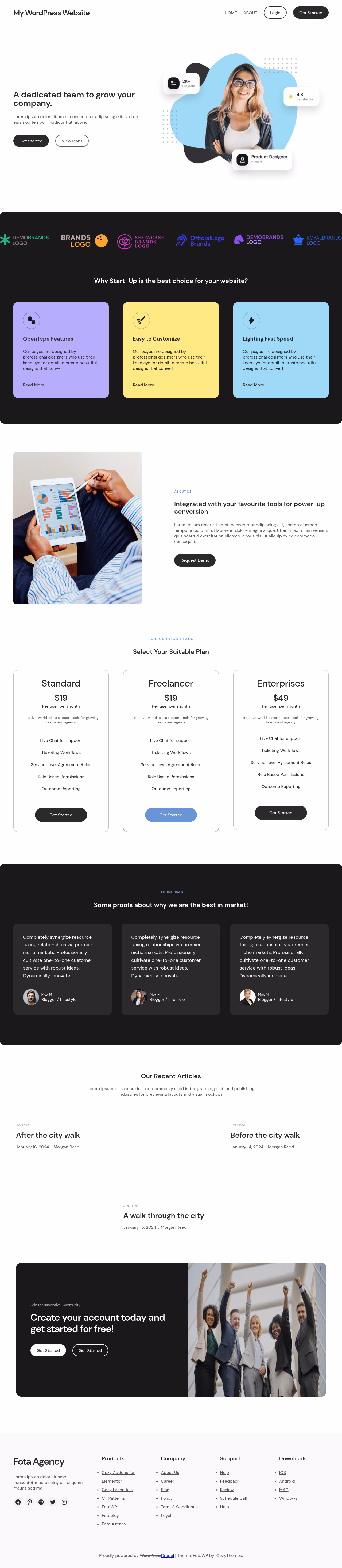 Fota Agency home page, Drupal conversion by WordPal