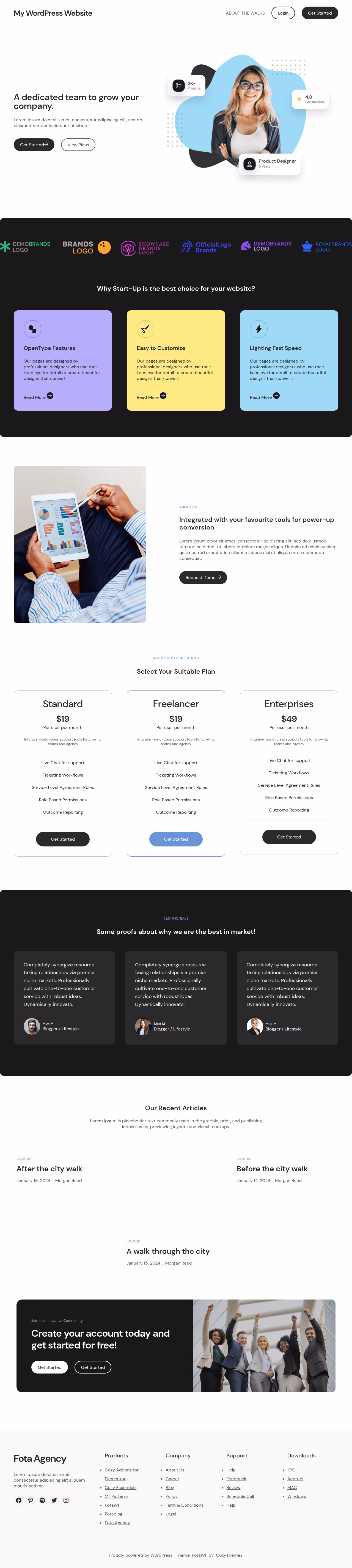 Fota Agency home page, WordPress original