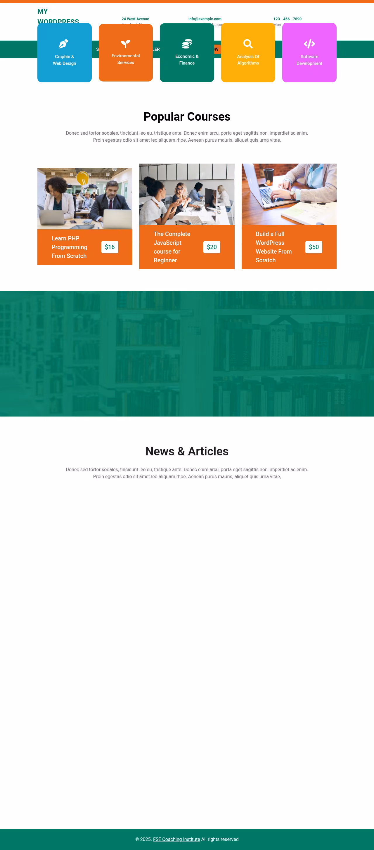 FSE Coaching Institute home page, Drupal conversion by WordPal