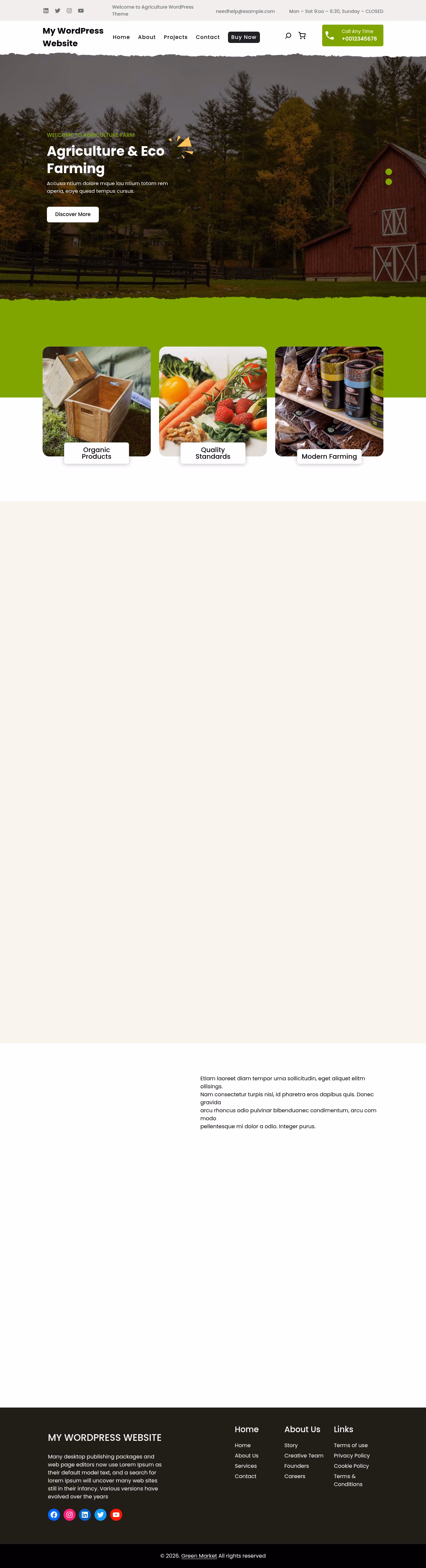 Green Market home page, WordPress original