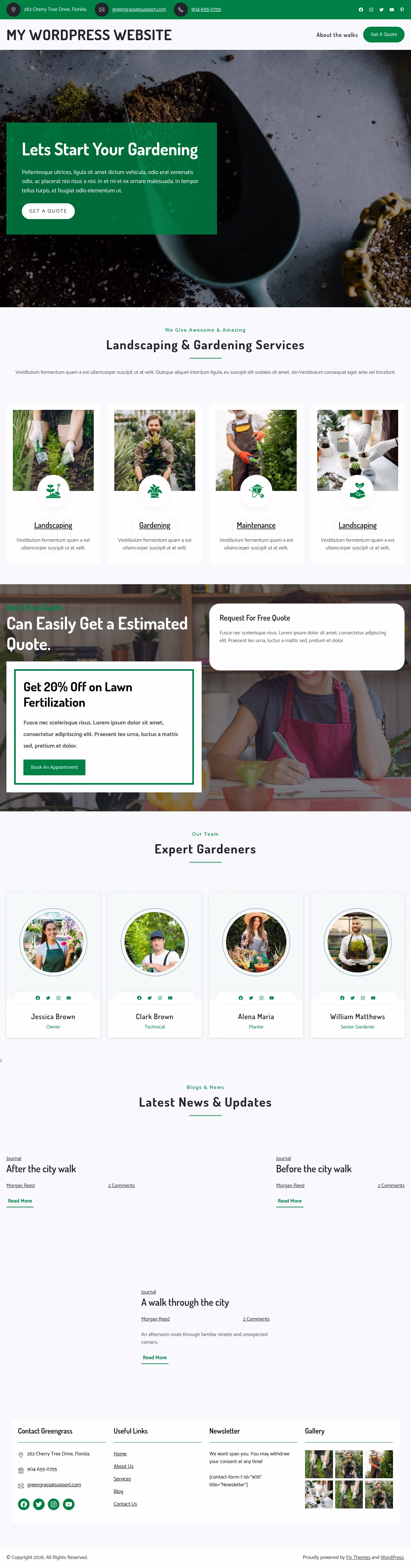 Greengrass home page, WordPress original