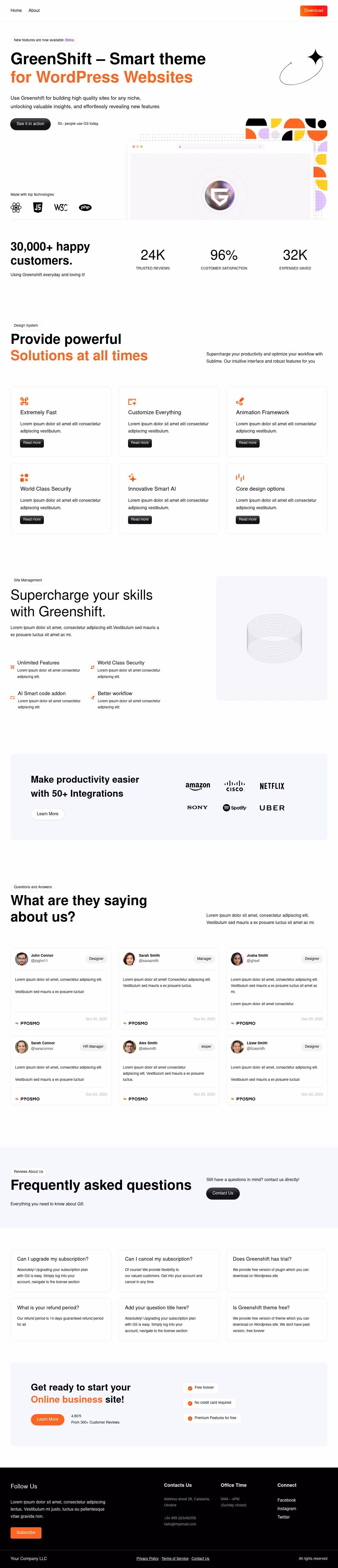 Greenshift home page, WordPress original