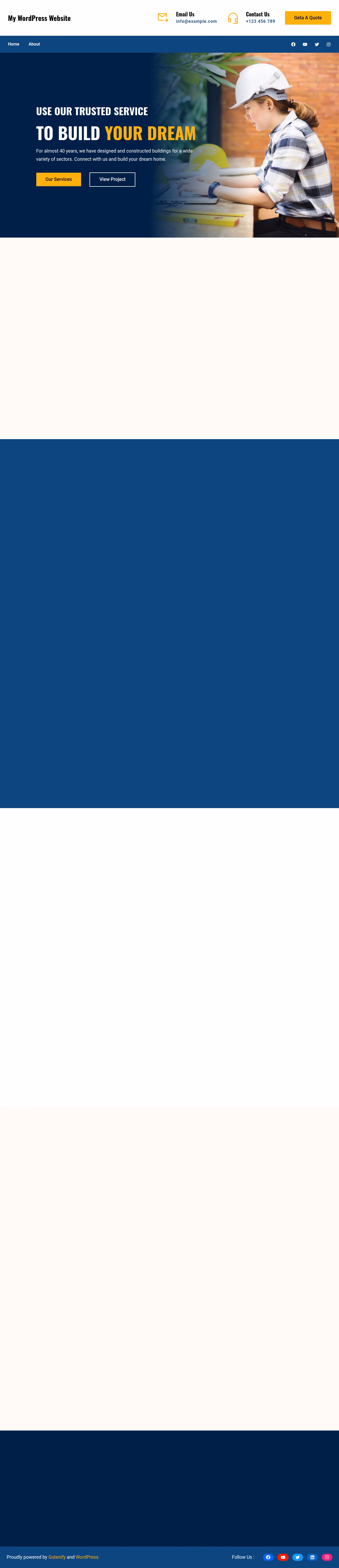 Gutenify Civil home page, WordPress original